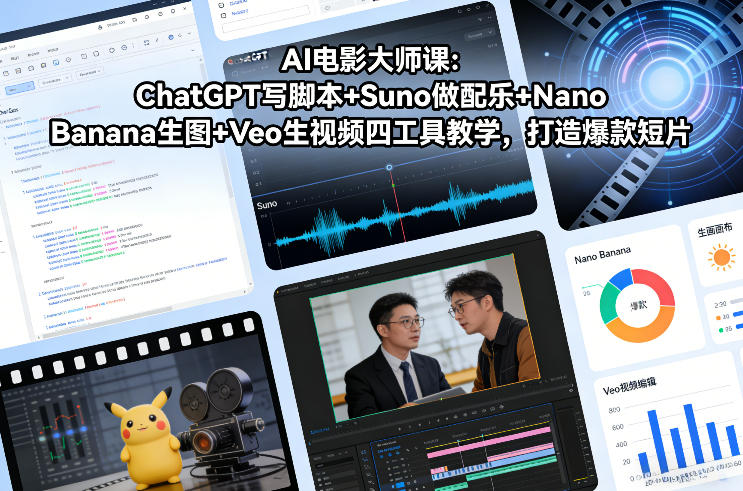 AI电影大师课：ChatGPT写脚本+Suno做配乐+Nano Banana生图+Veo生视频，打造爆款短片-网创之家