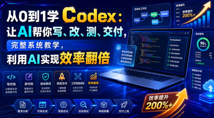 从0到1学Codex：让AI帮你写、改、测、交付，完整系统教学，利用AI实现效率翻倍-网创之家