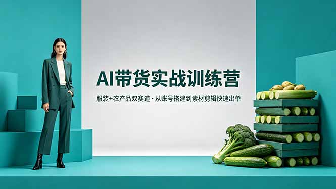 AI带货实战训练营，服装+农产品双赛道，从账号搭建到素材剪辑快速出单-网创之家