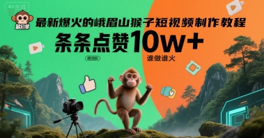 最新爆火的峨眉山猴子短视频制作教程，条条点赞10w+，谁做谁火【教程+提示词】-网创之家