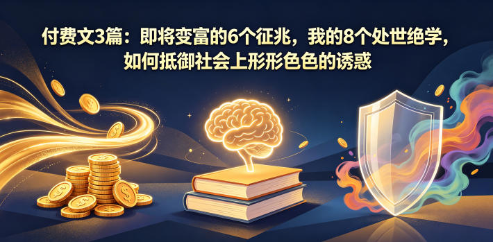 付费文3篇：即将变富的6个征兆，我的8个处世绝学，如何抵御社会上形形色色的诱惑-网创之家