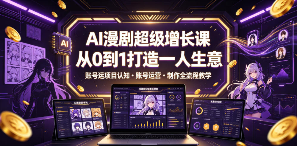 AI漫剧超级增长课，从0到1打造一人生意，项目认知・账号运营・制作全流程教学-网创之家
