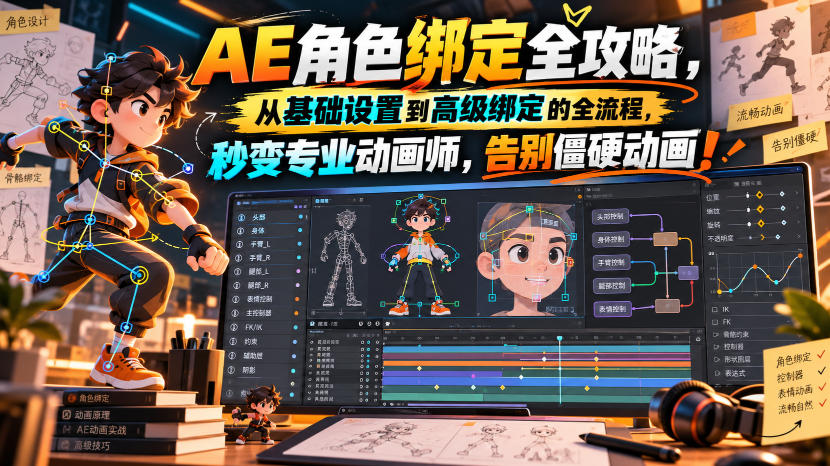 【无水印】AE角色绑定全攻略，从基础设置到高级绑定的全流程，秒变专业动画师，告别僵硬动画！【原创双语字幕】-网创之家