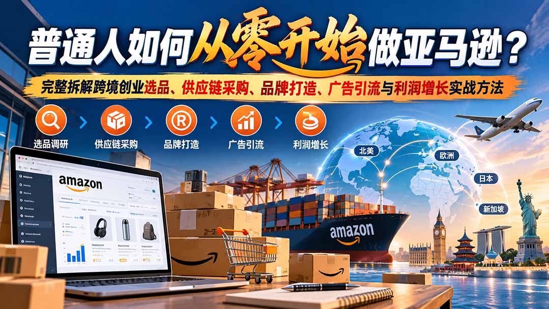 普通人如何从零开始做亚马逊？完整拆解跨境创业选品、供应链采购、品牌打造、广告引流与利润增长实战方法-网创之家