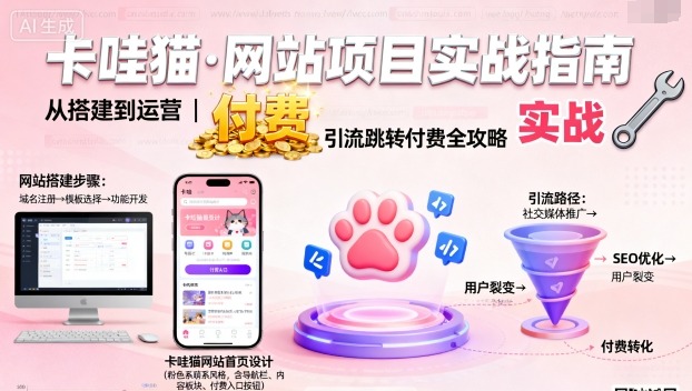 卡哇猫·网站项目,网站搭建与运营以及引流跳转付费-网创之家