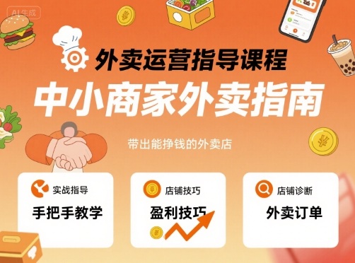 外卖运营指导课程,中小商家外卖指南,手把手带出能挣钱的外卖店-网创之家