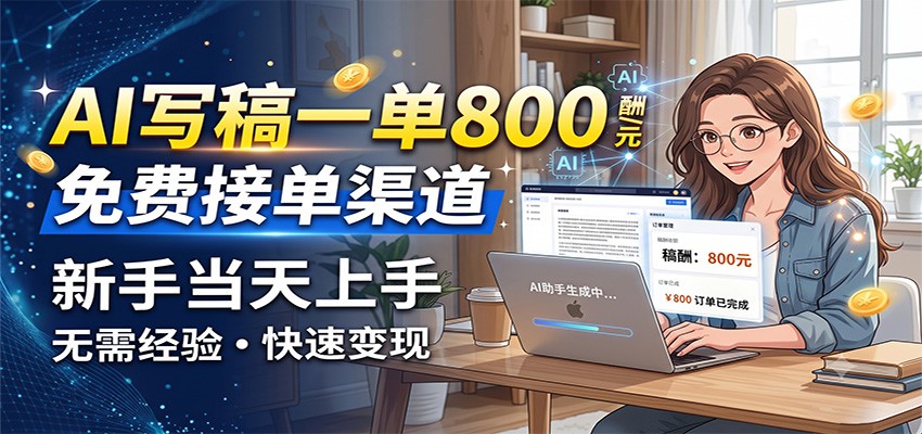AI写稿一单800，免费接单渠道，一单一结几十到上千，新手当天上手-网创之家
