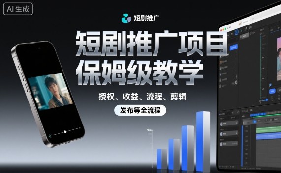 短剧推广项目保姆级教学,授权、收益、流程、剪辑,发布等全流程-网创之家