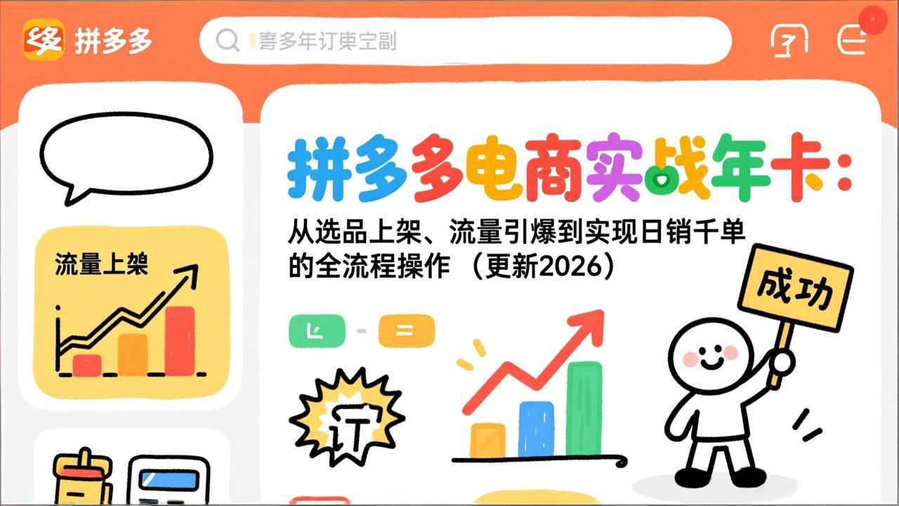 拼多多电商实战年卡：从选品上架、流量引爆到实现日销千单的全流程操作(更新2026年8月-网创之家