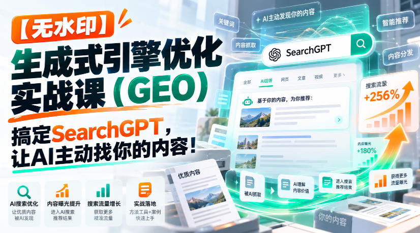 【无水印】生成式引擎优化(GEO)实战课：搞定SearchGPT，让AI主动找你的内容！【原创双语字幕】-网创之家