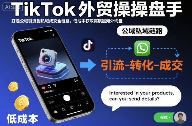 TikTok外贸操盘手，打通公域引流到私域成交全链路，低成本获取高质量海外询盘-网创之家
