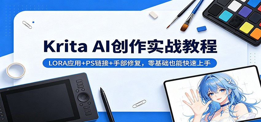 Krita AI创作实战教程：LORA应用+PS链接+手部修复，零基础也能快速上手-网创之家
