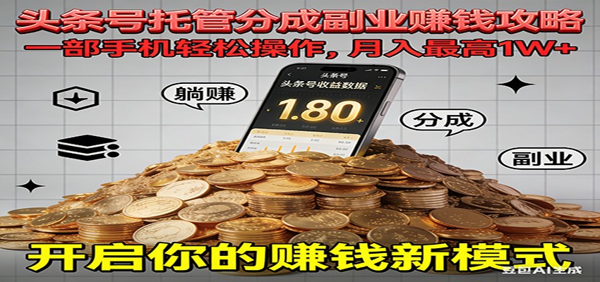 全程托管今日头条，一部手机就可以开干，最高躺赚1W+-网创之家