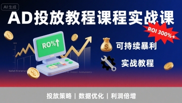 AD投放教程课程实战课,实现广告ROI300%+可持续暴利-网创之家