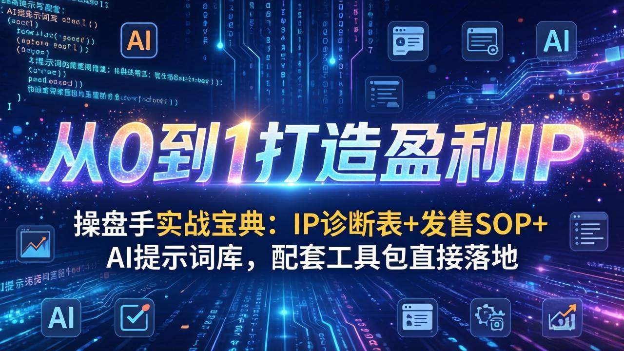 操盘手实战宝典：IP诊断表+发售SOP+AI提示词库，配套工具包直接落地，从0到1打造盈利IP-网创之家