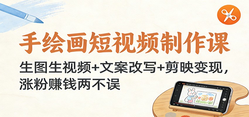 手绘画短视频制作课：生图生视频+文案改写+剪映变现，涨粉赚钱两不误-网创之家