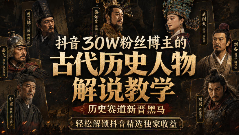 抖音30W粉丝博主的古代历史人物解说教学，历史赛道新晋黑马，轻松解锁抖音精选独家收益-网创之家
