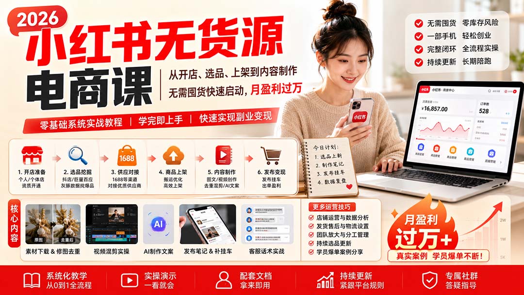 小红书无货源电商课(8月30更新-网创之家