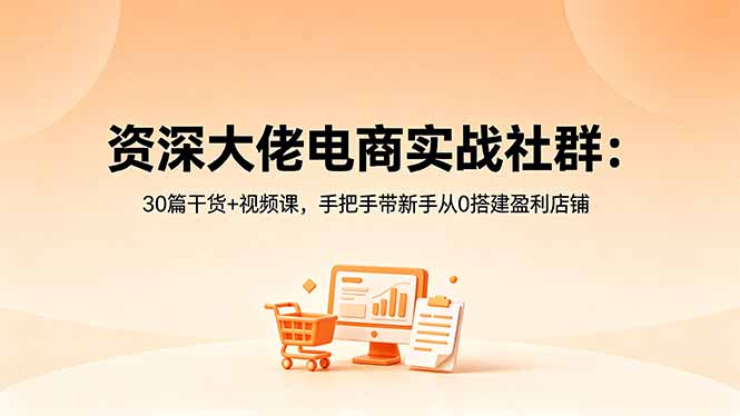 资深大佬电商实战社群：30篇干货+视频课，手把手带新手从0搭建盈利店铺-网创之家