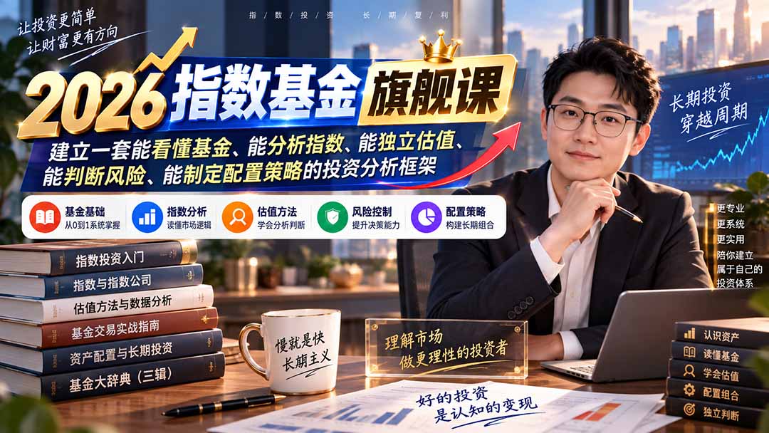 2026指数基金旗舰课｜建立一套能看懂基金、能分析指数、能独立估值、能判断风险、能制定配置策略的投资分析框架-网创之家