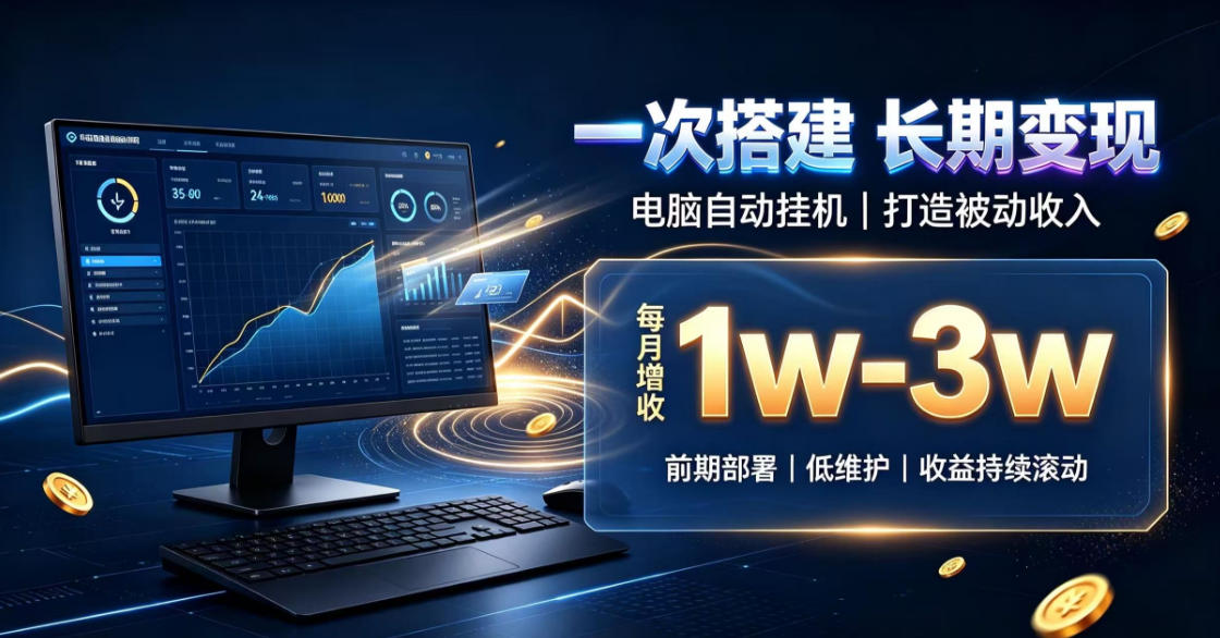一份投入长期收益，电脑自动挂G类目，搭建被动收入每月增收1w-3w【揭秘】-网创之家