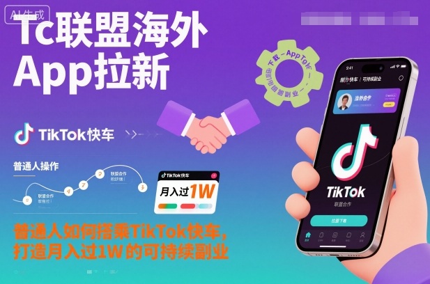 Tc联盟海外App拉新：普通人如何搭乘TikTok快车，打造月入过1W的可持续副业-网创之家