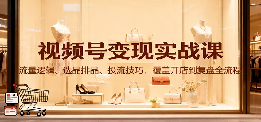 视频号变现实战课:流量逻辑、选品排品、投流技巧,覆盖开店到复盘全流程-网创之家