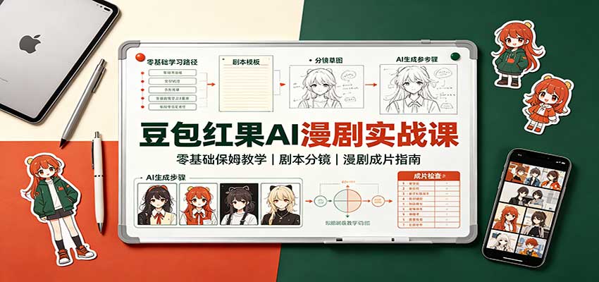 豆包红果AI漫剧实战课：零基础保姆教学，剧本分镜，漫剧成片指南-网创之家
