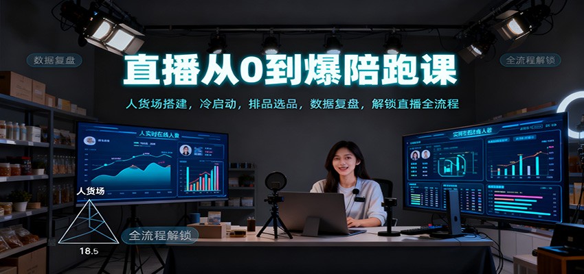 直播从0到爆陪跑课：人货场搭建，冷启动，排品选品，数据复盘，解锁直播全流程-网创之家