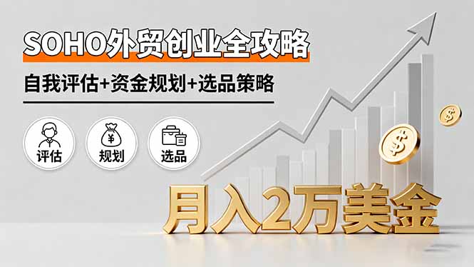 SOHO外贸创业全攻略，自我评估+资金规划+选品策略，月入2万美金-网创之家