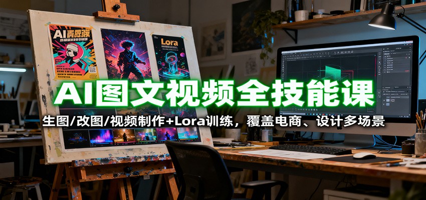 AI图文视频全技能课：生图/改图/视频制作+Lora训练，覆盖电商 、设计多场景-网创之家
