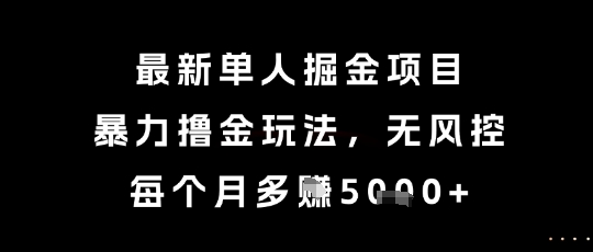 最新单人掘金项目,暴力撸金玩法,无风控,每个月多挣5k+【揭秘】-网创之家