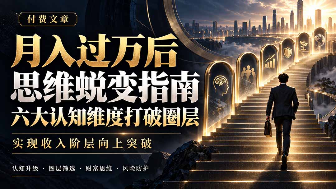 付费文章：月入过万后思维蜕变指南，六大认知维度打破圈层，实现收入阶层向上突破-网创之家