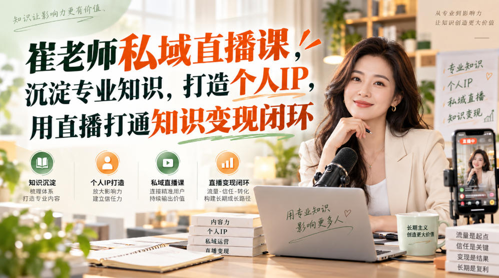 崔老师私域直播课，沉淀专业知识，打造个人IP，用直播打通知识变现闭环-网创之家