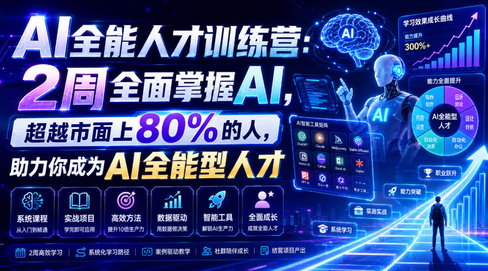 AI全能人才训练营：2周全面掌握AI，超越市面上80%的人，助力你成为AI全能型人才-网创之家