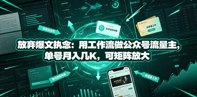 放弃爆文执念：用工作流做公众号流量主，单号月入几K，可矩阵放大-网创之家