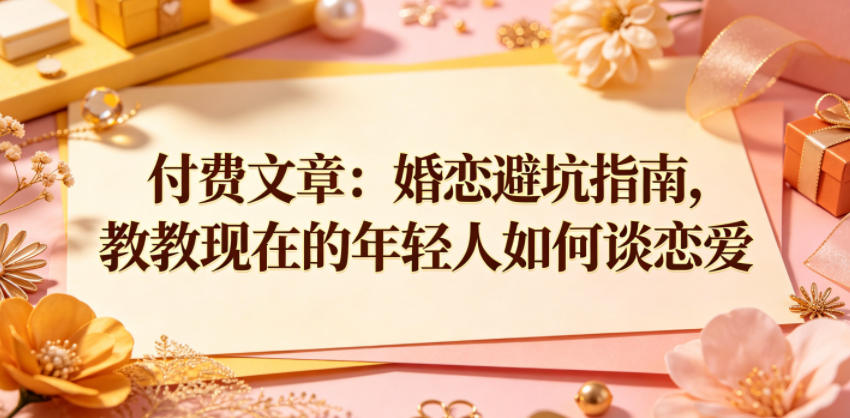 付费文章：婚恋避坑指南，教教现在的年轻人如何谈恋爱-网创之家