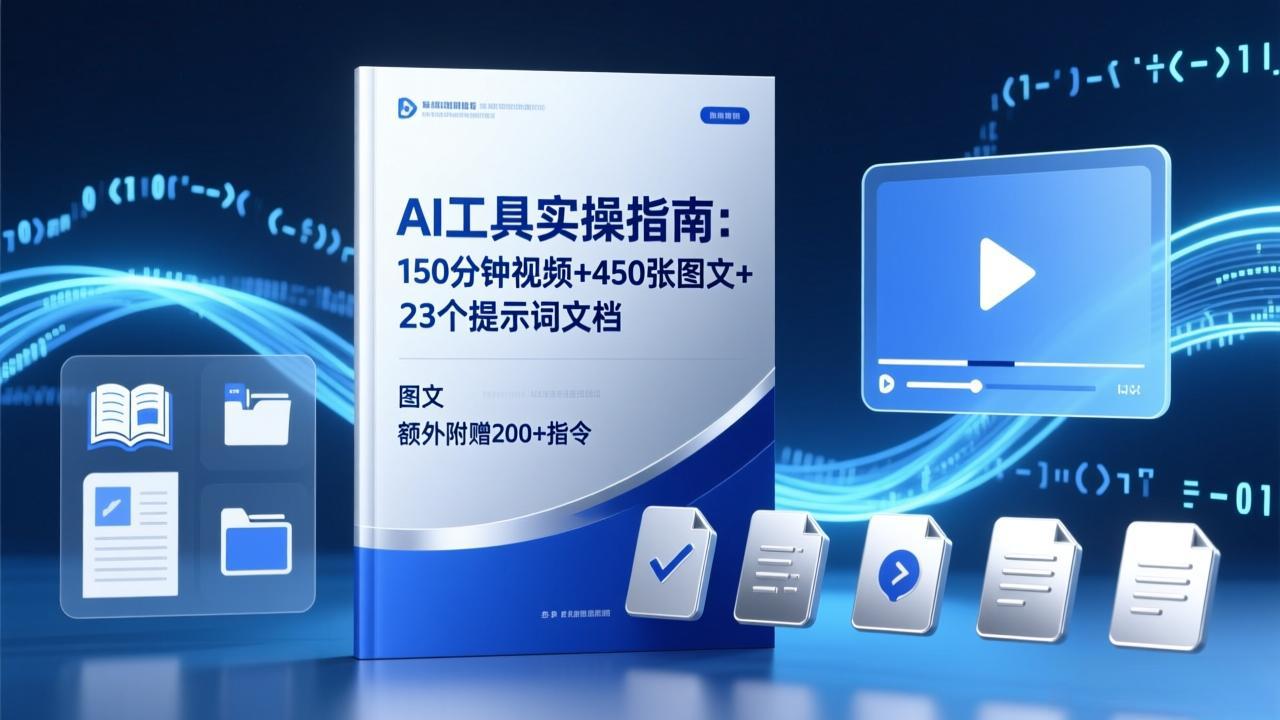 AI工具实操指南：150分钟视频+450张图文+23个提示词文档，额外附赠200+指令-网创之家