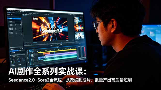 AI剧作全系列实战课：Seedance2.0+Sora2全流程，从改编到成片，批量产出高质量短剧-网创之家