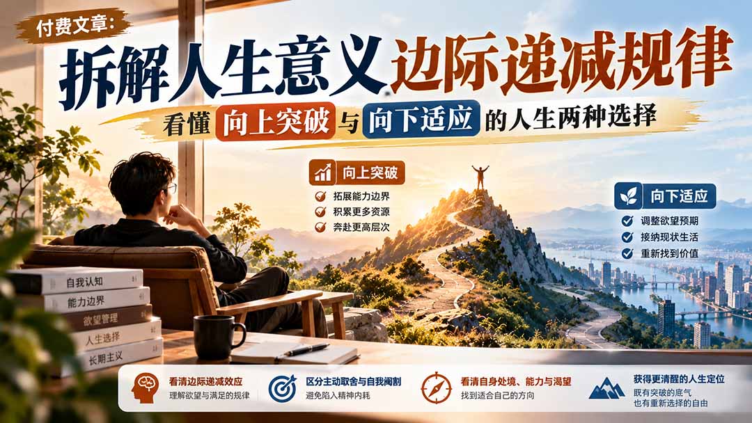 付费文章：拆解人生意义边际递减规律，看懂向上突破与向下适应的人生两种选择-网创之家