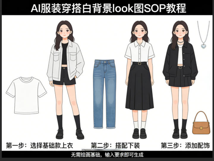 AI服装穿搭白背景look图SOP教程，不用会画画，提几句具体要求，AI就能还你一个奇迹-网创之家