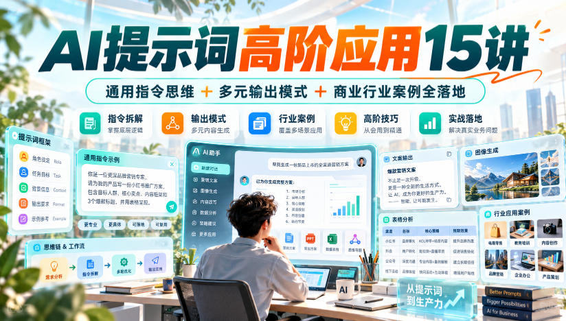 AI提示词高阶应用15讲｜通用指令思维+多元输出模式+商业行业案例全落地-网创之家