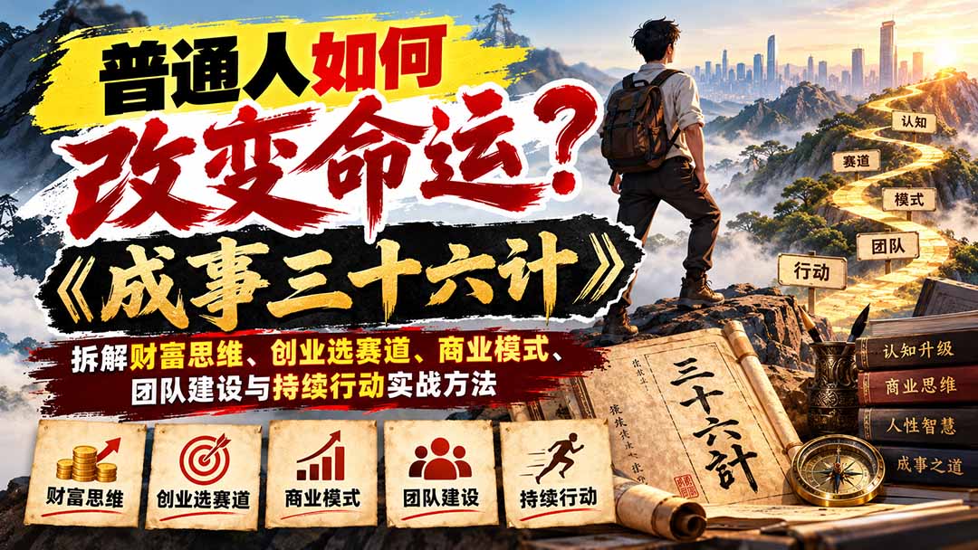 普通人如何改变命运？《成事三十六计》拆解财富思维、创业选赛道、商业模式、团队建设与持续行动实战方法-网创之家