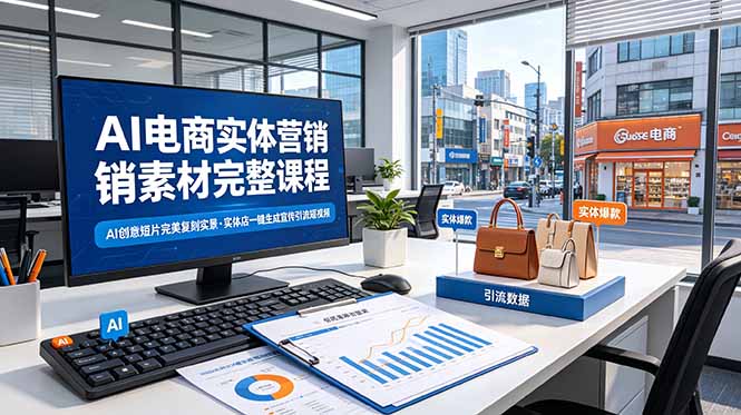 AI电商实体营销素材完整课程，AI创意短片完美复刻实景，实体店一键生成宣传引流短视频-网创之家