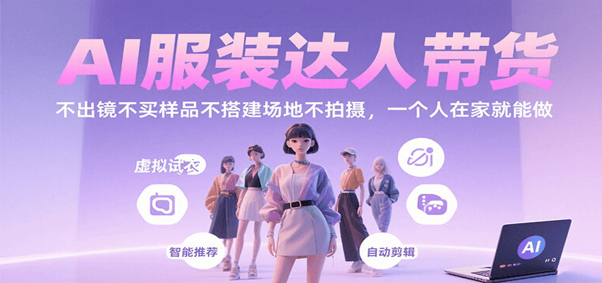 AI服装达人带货,不出镜不买样品不搭建场地不拍摄,一个人在家就能做-网创之家