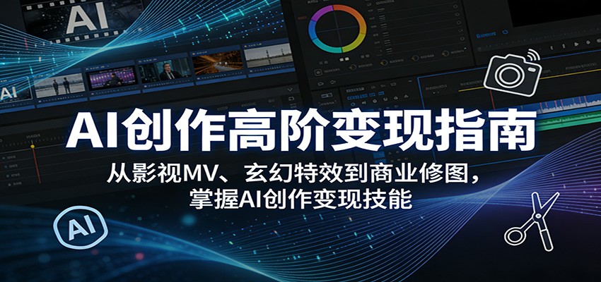 AI创作高阶变现指南：从影视MV、玄幻特效到商业修图，掌握AI创作变现技能-网创之家