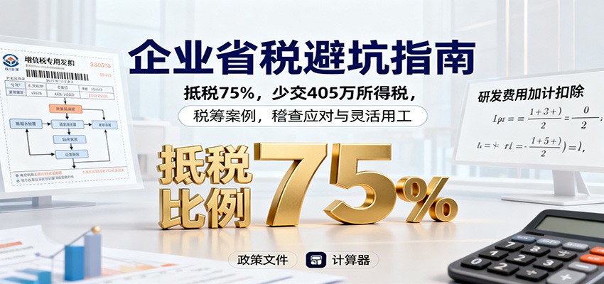 企业省税避坑指南：抵税75%，少交405万所得税，税筹案例，稽查应对与灵活用工-网创之家