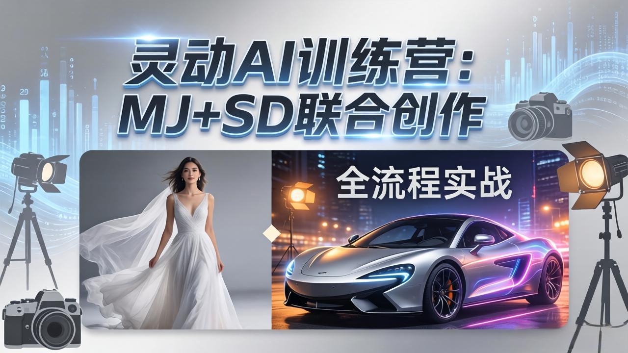 灵动AI训练营-3.0课程：MJ+SD联合创作，从婚纱大片到汽车广告，摄影后期全流程实战-网创之家