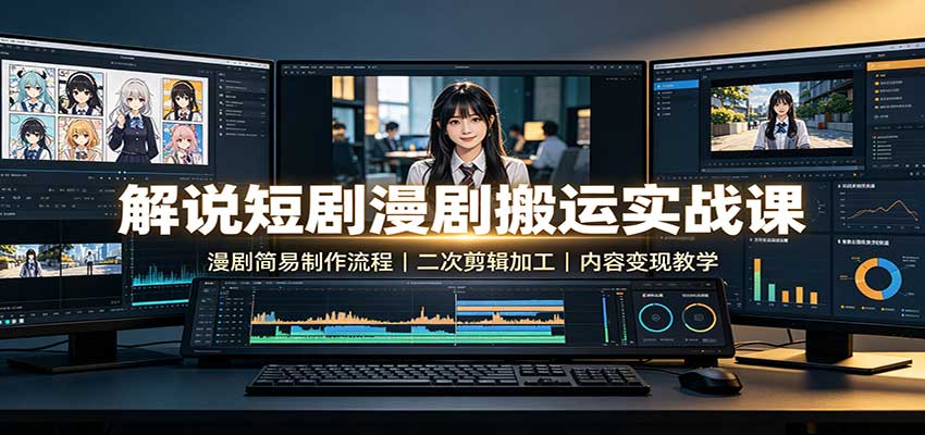 解说短剧漫剧搬运实战课：漫剧简易制作流程，二次剪辑加工，内容变现教学-网创之家