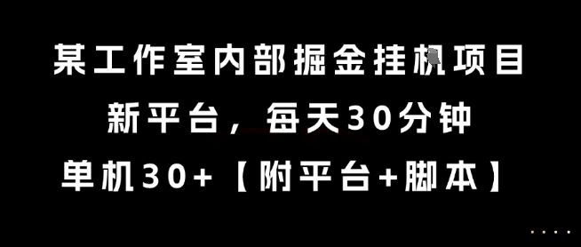 某工作室内部掘金挂G项目,新平台,每天30分钟,单机30+【揭秘】-网创之家